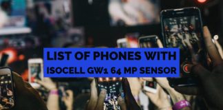 List of Phones with ISOCELL GW1 64 MP Sensor