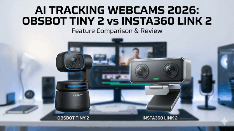 List of AI Tracking Webcams 2026: OBSBOT Tiny 2 vs Insta360 Link 2