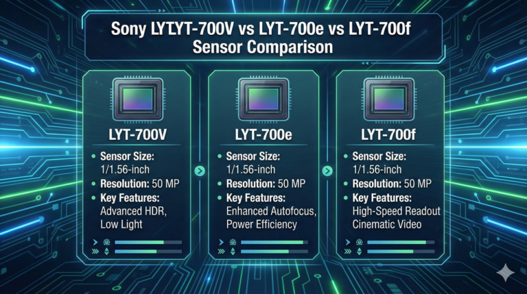 Sony LYTIA LYT-700V vs LYT-700e vs LYT-700f Sensor Comparison
