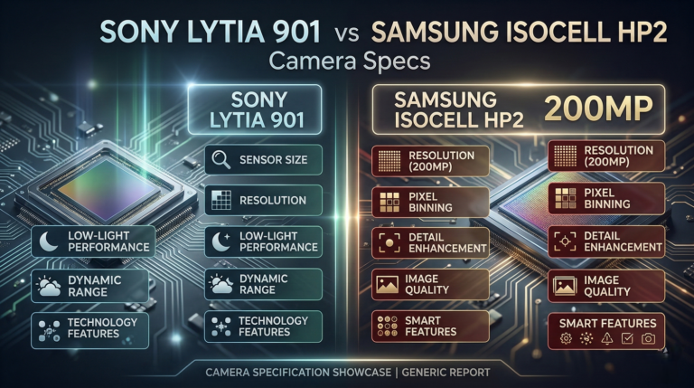 Sony LYTIA 901 vs Samsung ISOCELL HP2 200MP Camera Specs
