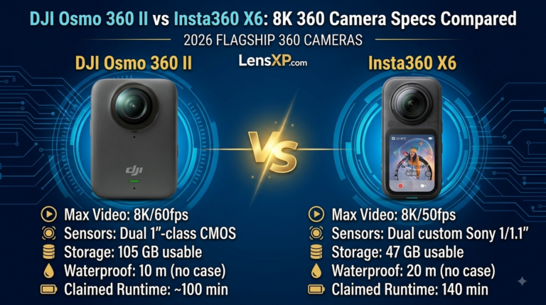 DJI Osmo 360 II vs Insta360 X6: 8K 360 Camera Specs Compared